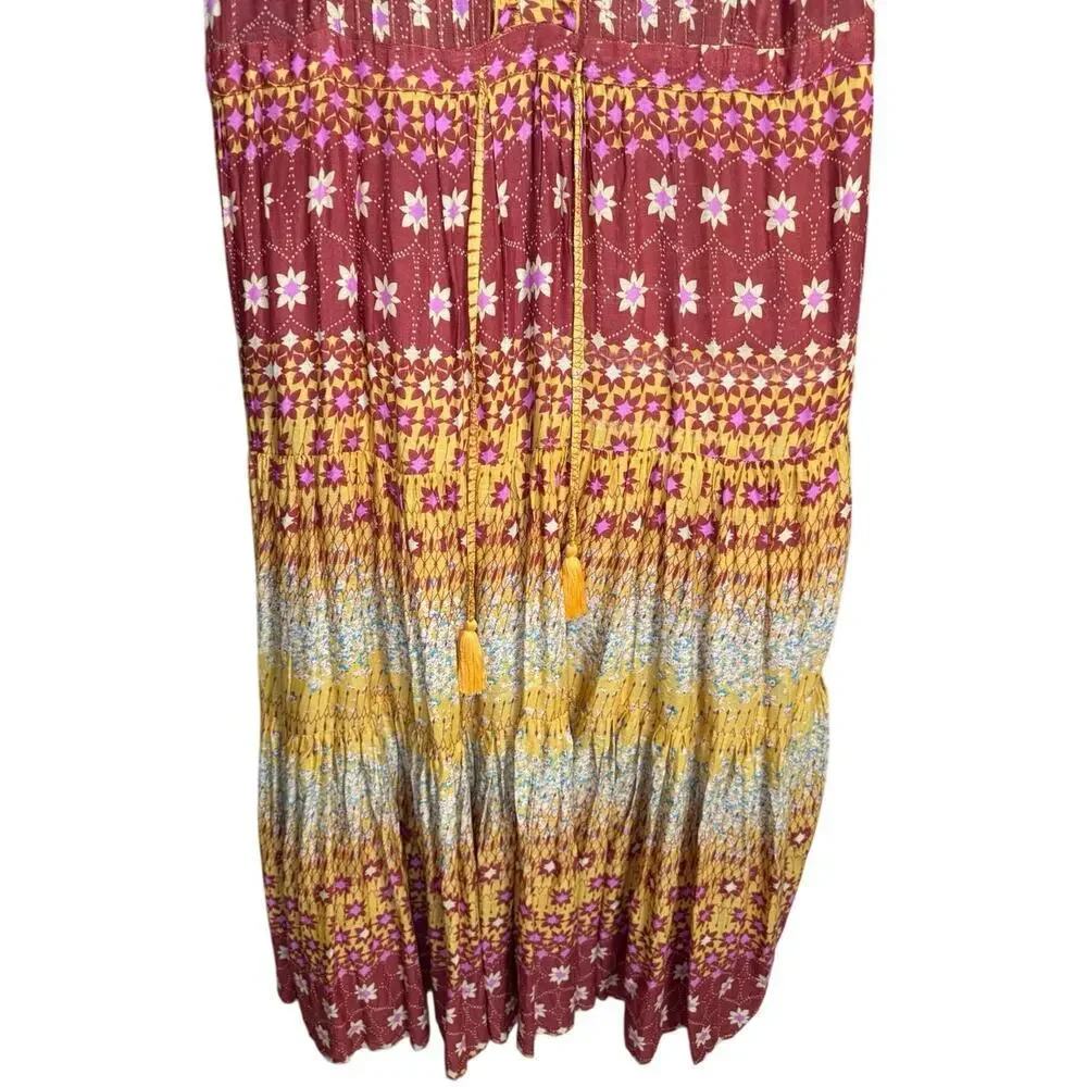 Free People Rare Feelings Maxi Dress In Goldenrod Combo Size Large NEW - Picture 7 of 14